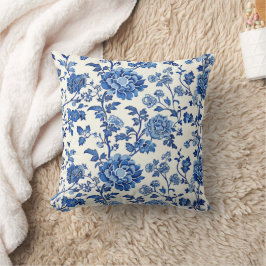 Chinoiserie Blumenmuster Serene Blue Blumen Kissen