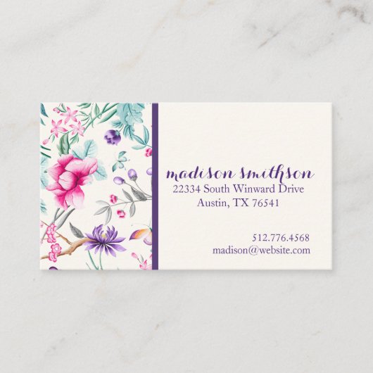 Chinoiserie-Blumenmuster Visitenkarte (Vorderseite)