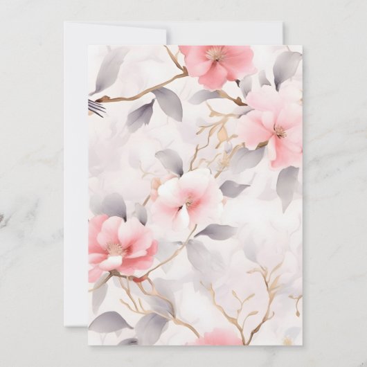 Chinoiserie Blush Girl Floral Baby Showroom Einladung (Rückseite)