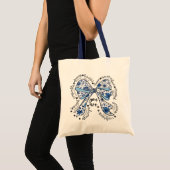 Chinoiserie-Bogen Blau Blumen Positiv Tragetasche (Vorderseite (Produkt))