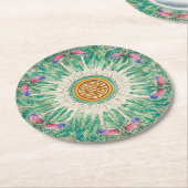 Chinoiserie Bok-Choy China-Muster inspiriert Runder Pappuntersetzer (Angewinkelt)