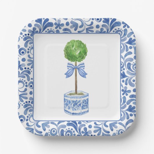 Chinoiserie Bow Topiary Party Teller (Vorderseite)