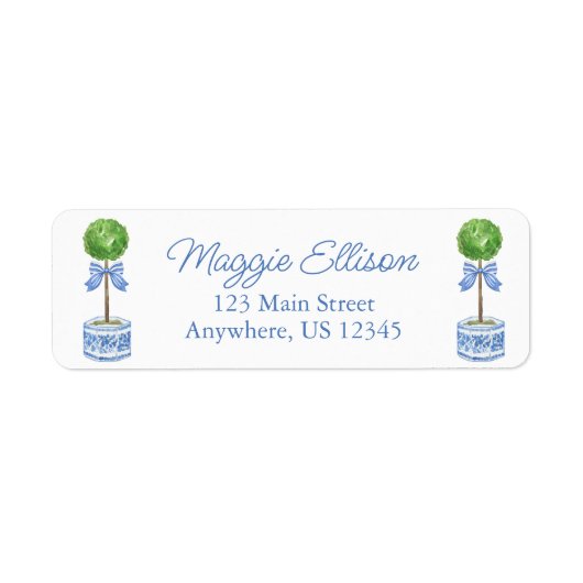 Chinoiserie Bow Topiary Rücksendeadresse (Vorne)