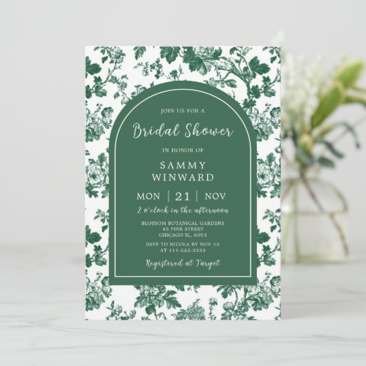 Chinoiserie-Brautparty Einladung (Stehend Vorderseite)