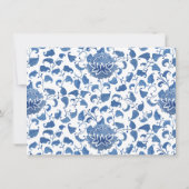 Chinoiserie Bunny Blue und White Boy Baby Dusche Dankeskarte (Rückseite)