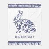 Chinoiserie Bunny Rabbit Fleece Blanket (Vorderseite)