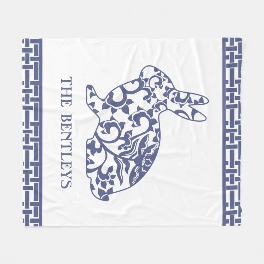 Chinoiserie Bunny Rabbit Fleece Blanket (Vorderseite (Horizontal))