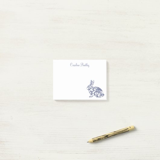 Chinoiserie Bunny Rabbit Notepad Post-it Klebezettel (Auf Schreibtisch)