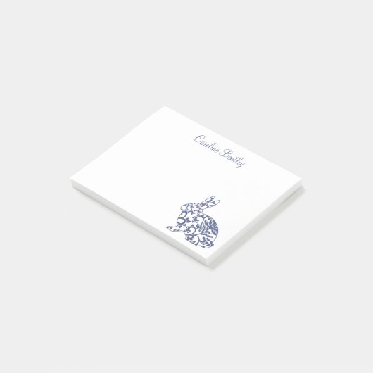 Chinoiserie Bunny Rabbit Notepad Post-it Klebezettel (angewinkelt)