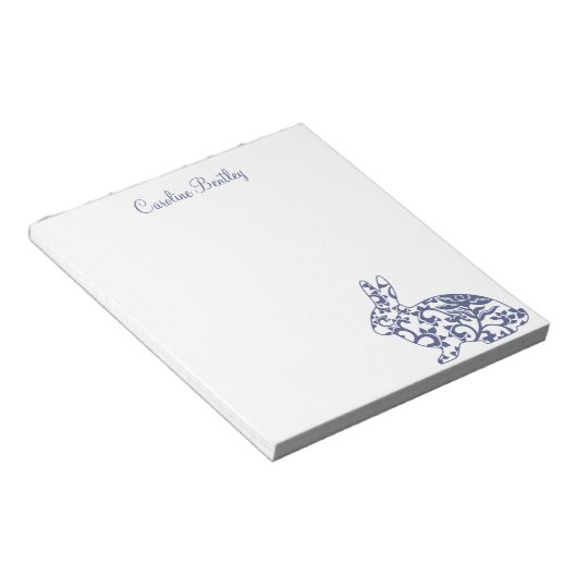 Chinoiserie Bunny Rabbit Personalisiert Notepad Notizblock (angewinkelt)