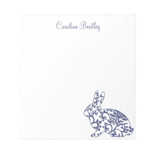 Chinoiserie Bunny Rabbit Personalisiert Notepad Notizblock (Vorderseite)