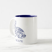 Chinoiserie Bunny Rabbit Persönliche Umarmung Zweifarbige Tasse (Vorderseite Links)
