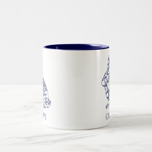 Chinoiserie Bunny Rabbit Persönliche Umarmung Zweifarbige Tasse (Mittel)