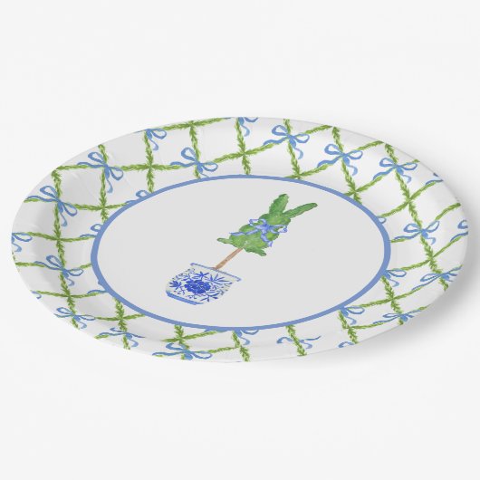 Chinoiserie Bunny Topipe Pappteller (Schrägansicht)