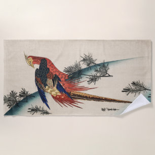 Chinoiserie Bunter Fasan Vogel & Kiefern Kunst Strandtuch