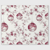 Chinoiserie Burgundy & White Christmas Ornament Geschenkpapier (Flach)