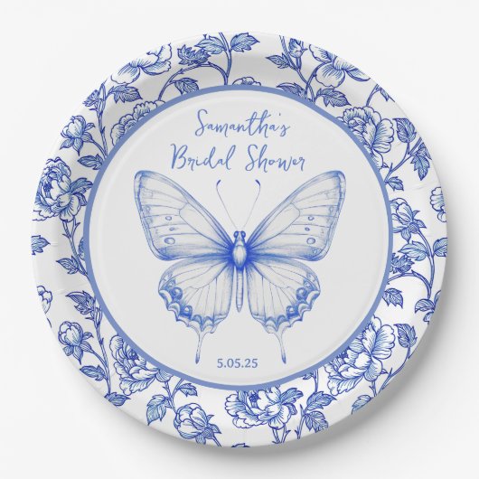 Chinoiserie Butterfly Brautparty Pappteller (Vorderseite)