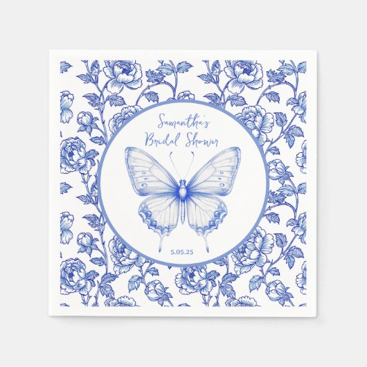 Chinoiserie Butterfly Brautparty Serviette (Vorderseite)