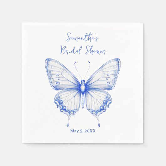 Chinoiserie Butterfly Brautparty Serviette (Vorderseite)