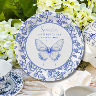 Chinoiserie Butterfly Geburtstagsplatte Pappteller