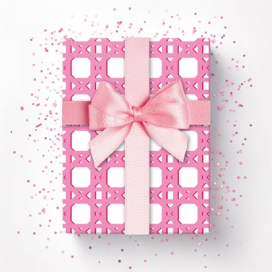 Chinoiserie Cane Trellis in Pink Geschenkpapier