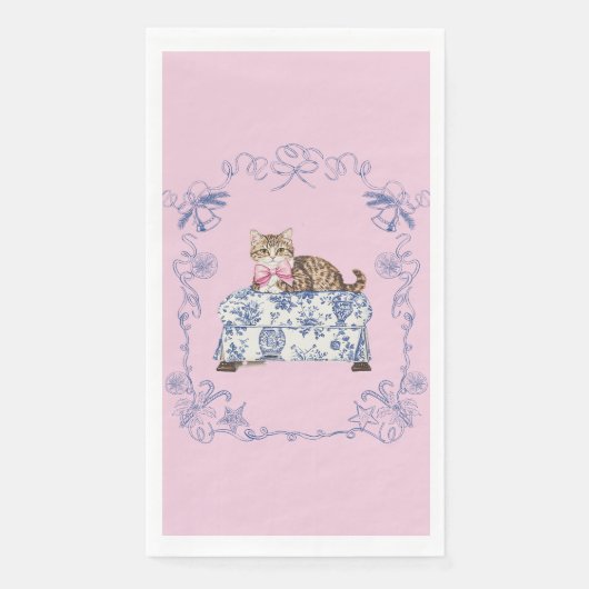 Chinoiserie Cat Christmas Guest Napkin Serviette (Vorderseite)