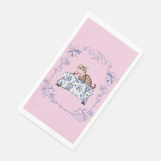 Chinoiserie Cat Christmas Guest Napkin Serviette (Ecke)