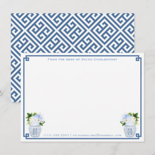 Chinoiserie Chic Blau Grün Personalisierter Griech Dankeskarte