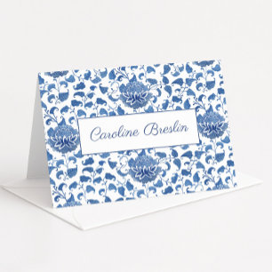 Chinoiserie Chic Blaue und Weiße Hochzeitsfeier Dankeskarte