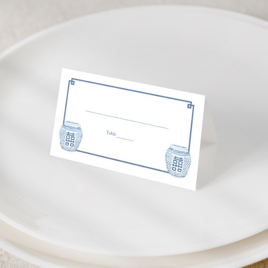 Chinoiserie Chic Blue and White Ginger Jar Wedding Platzkarte