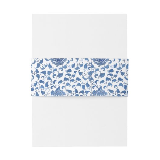 Chinoiserie Chic Blue and White Wedding Einladungsbanderole (Rückseitenbeispiel)