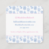 Chinoiserie Chic Blue und Pink Mommy rufen Quadratische Visitenkarte (Rückseite)