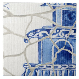 Chinoiserie Chic Blue White Chinesisch Pagoda Fliese