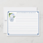 Chinoiserie Chic Blue & White Wedding Advice Card Einladung (Vorderseite)