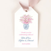 Chinoiserie Chic Blush and Navy Polterabend Gif Geschenkanhänger