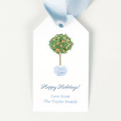 Chinoiserie Chic Citrus Orange Tree Happy Holidays Geschenkanhänger