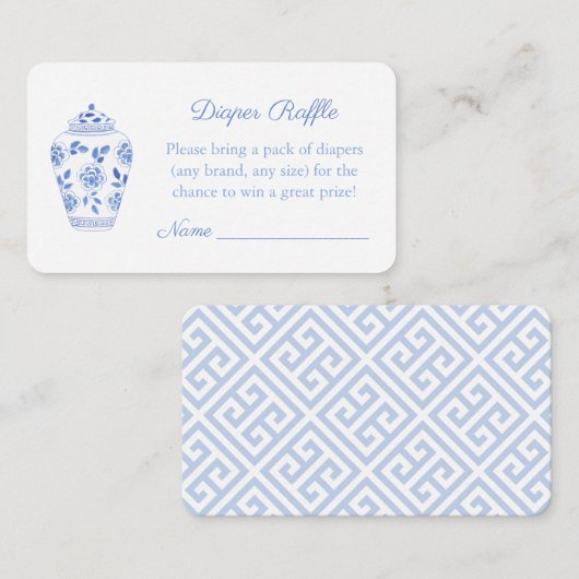 Chinoiserie Chic Diaper Raffle Baby Dusche Begleitkarte (Vorne/Hinten)