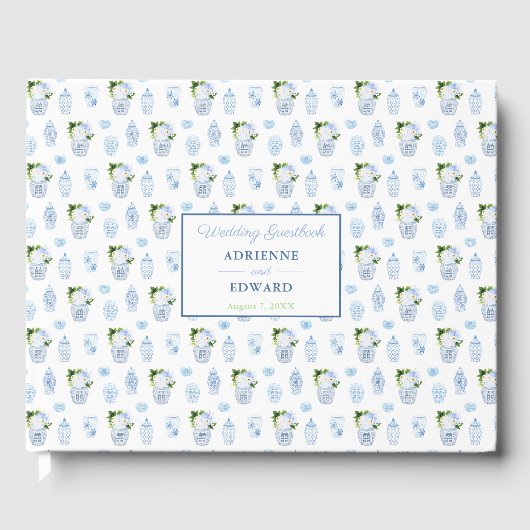 Chinoiserie Chic Double Happiness Jars Wedding Gästebuch (Vorderseite)