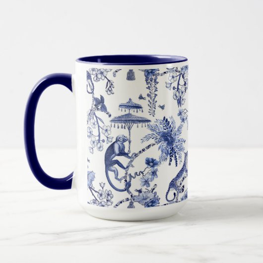 Chinoiserie Chic Dschungel | Blau und Weiß groß Tasse (Links)