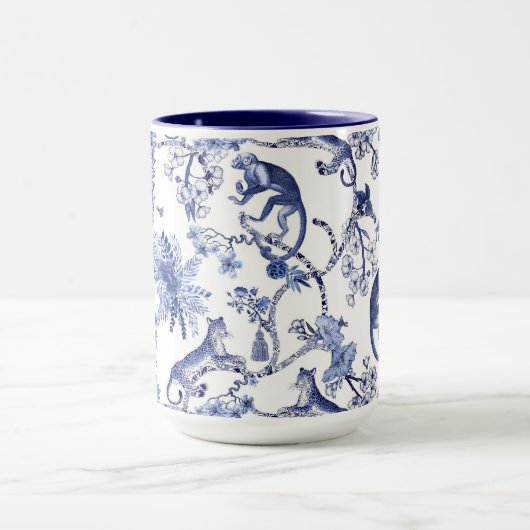 Chinoiserie Chic Dschungel | Blau und Weiß groß Tasse (Zentrum)