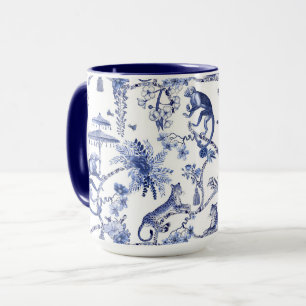 Chinoiserie Chic Dschungel Blau und Weiß groß Tasse