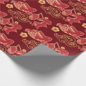 Chinoiserie Chic, Elegante Lunar Feier Rot Geschenkpapier (Ecke)