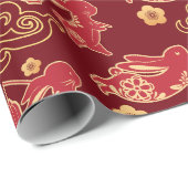 Chinoiserie Chic, Elegante Lunar Feier Rot Geschenkpapier (Rolleneckpunkt)