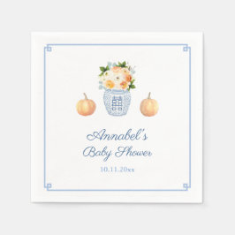 Chinoiserie Chic Fall Orange und Navy Baby Dusche Serviette