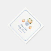 Chinoiserie Chic Fall Orange und Navy Baby Dusche Serviette (Ecke)