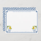 Chinoiserie Chic Ginger Jar Sunflowers Dusty Blue Dankeskarte (Vorne/Hinten)
