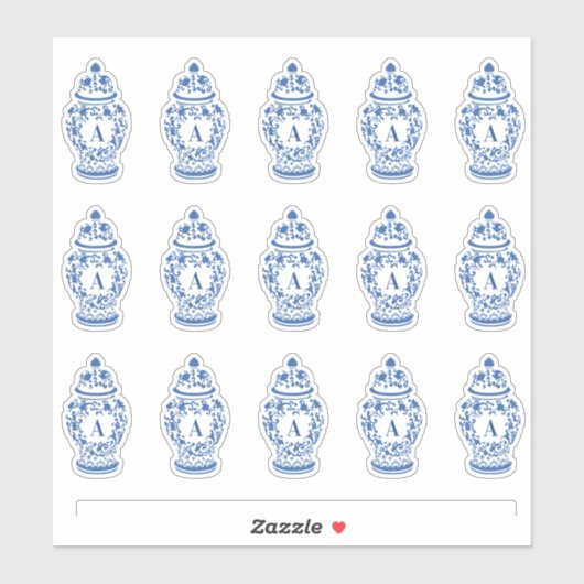 Chinoiserie Chic GingerJar Monogram Sticker (Blatt)