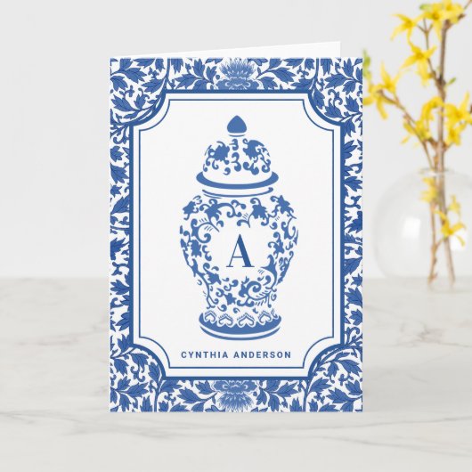 Chinoiserie Chic GingerJar | Monogramm | Mitteilun Karte (Gelbe Blume)