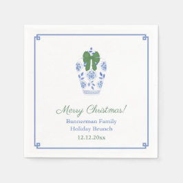 Chinoiserie Chic Green Ribbon Weihnachtsfest Party Serviette