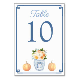 Chinoiserie Chic Herbst Blume Ginger Jar Wedding Tischnummer